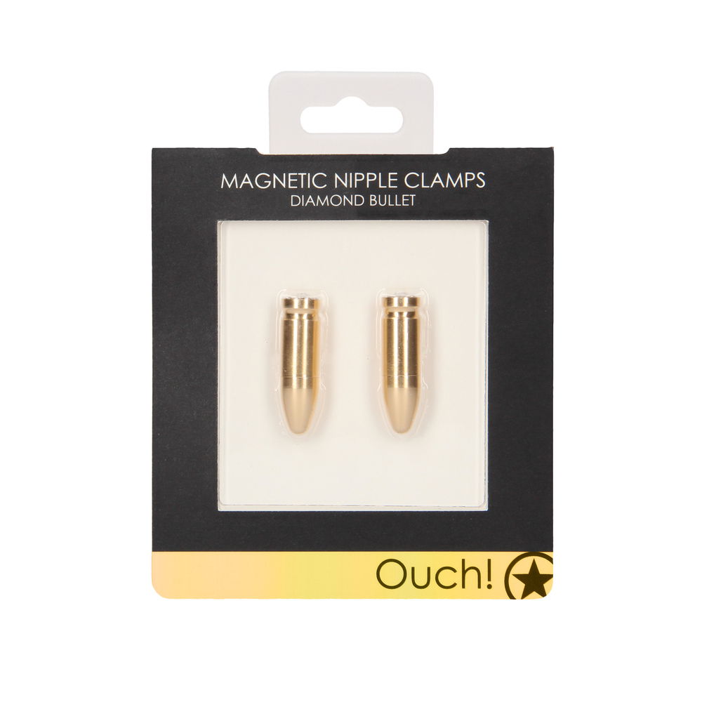 Ouch Magnetic Nipple Clamps Diamond Bullet Gold image 2