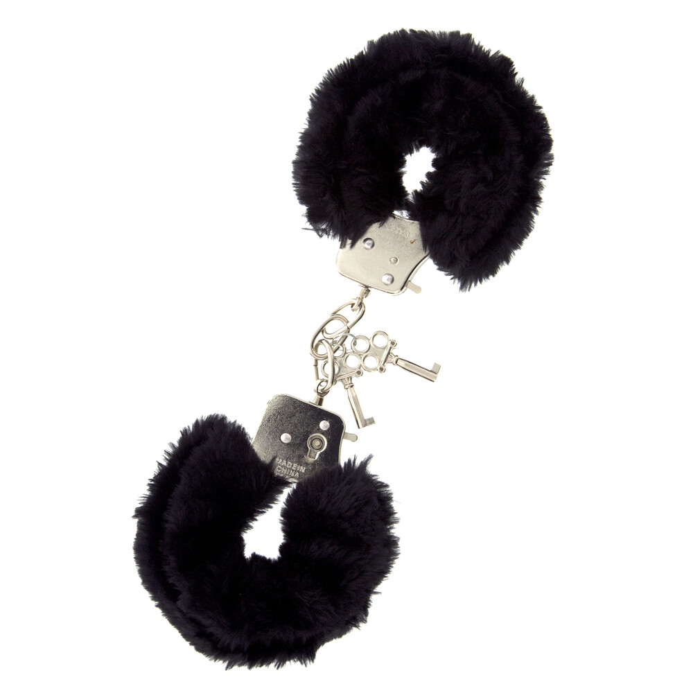 Furry Metal Handcuffs Black image 1