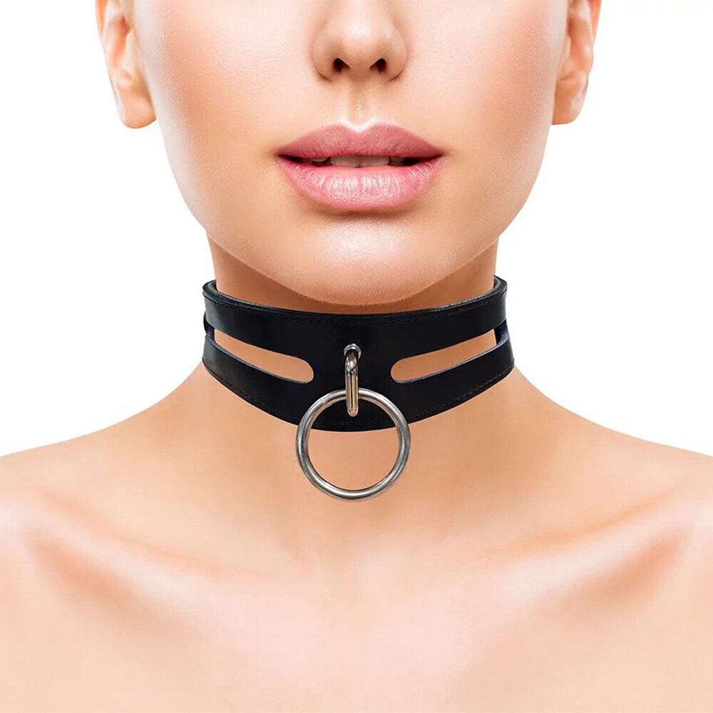 Rouge Garments Leather Fashion Bondage Collar Black image 2