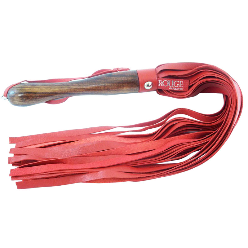 Rouge Garments Wooden Handled Red Leather Flogger image 1