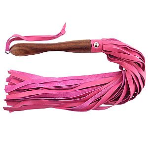 Rouge Garments Wooden Handled Pink Leather Flogger