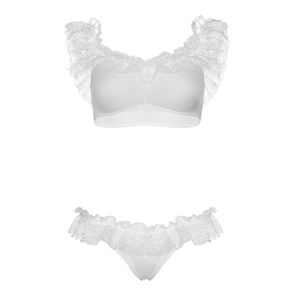 Leg Avenue Lace Ruffle Crop Top and Panty UK 6 to 12 image 3