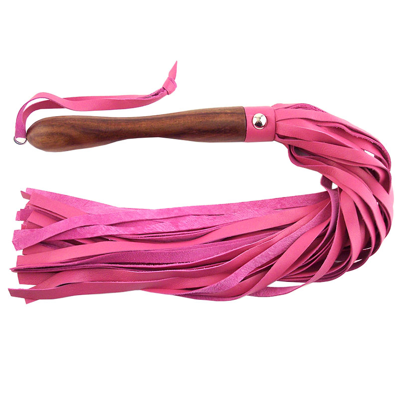 Rouge Garments Wooden Handled Pink Leather Flogger image 1