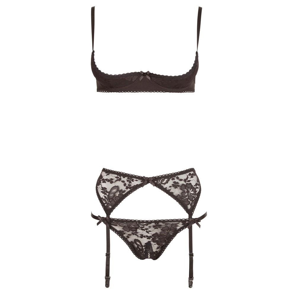 Cottelli Collection Black Half Bra Set image 3