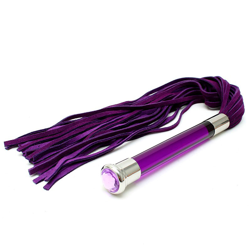 Purple Suede Flogger With Glass Handle And Crystal image 2