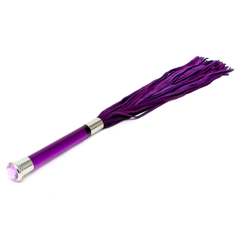 Purple Suede Flogger With Glass Handle And Crystal image 3