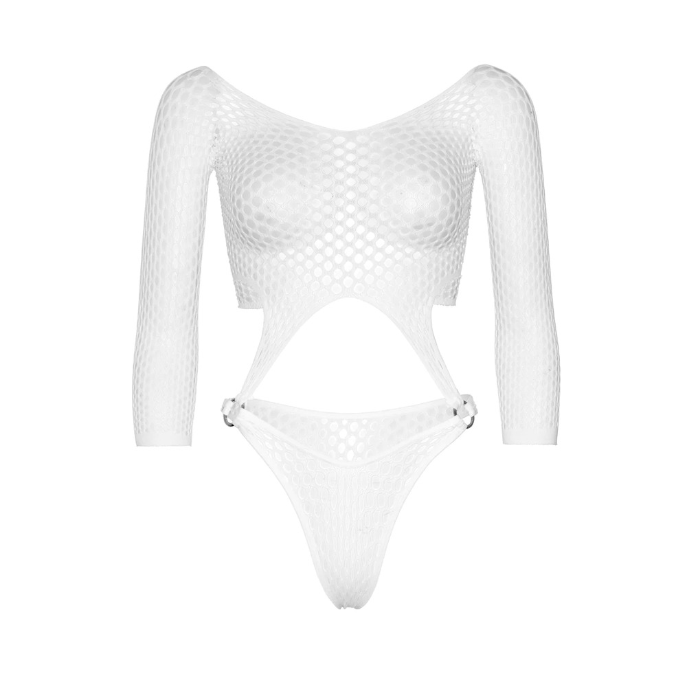 Leg Avenue Top Bodysuit with Thong White UK 6 to 12 image 4