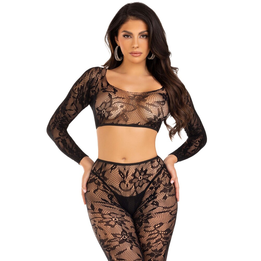 Leg Avenue Crop Top and Footless Tights UK 6 to 12 image 1