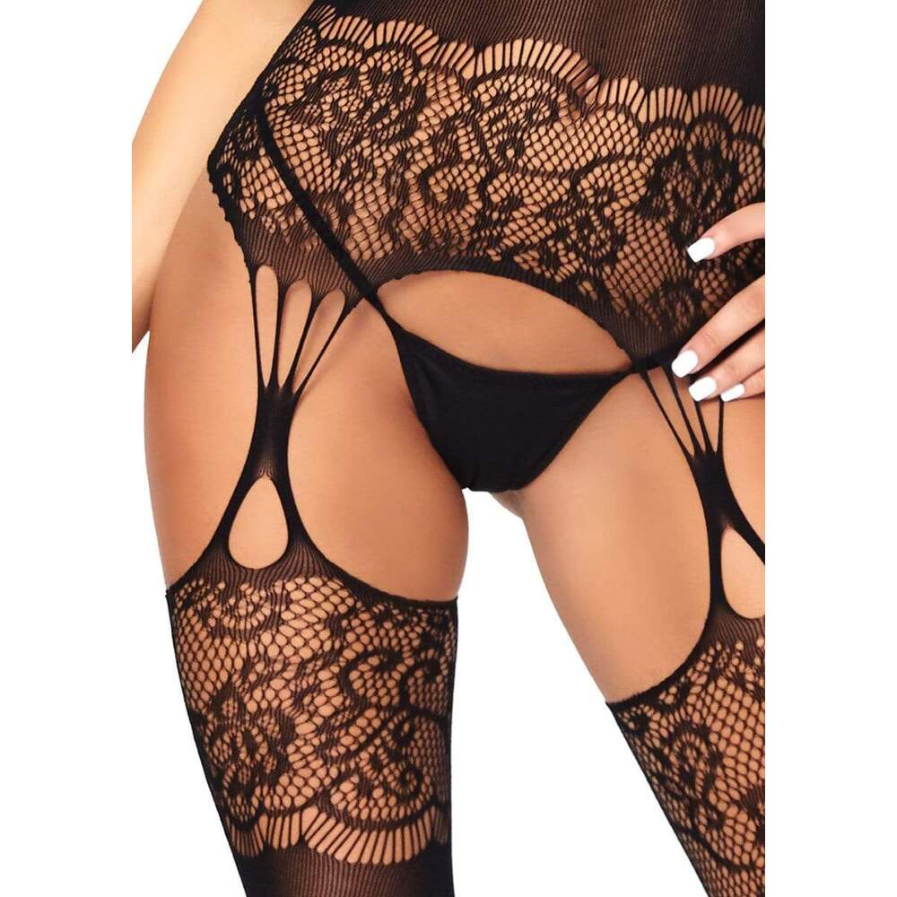 Leg Avenue Strappy Rose Lace Bodystocking UK 6 to 12 image 4