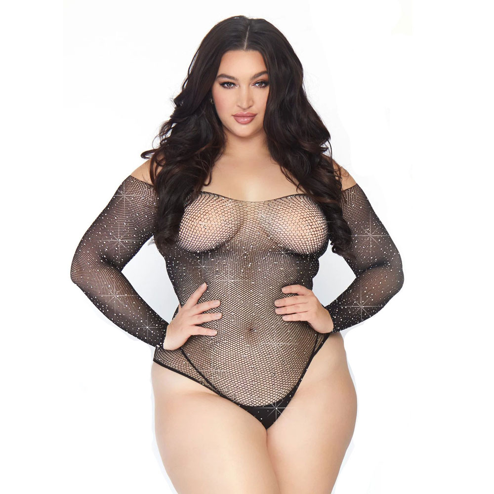 Leg Avenue Crystalized Long Sleeve Body Plus Size UK 14 to 18 image 1