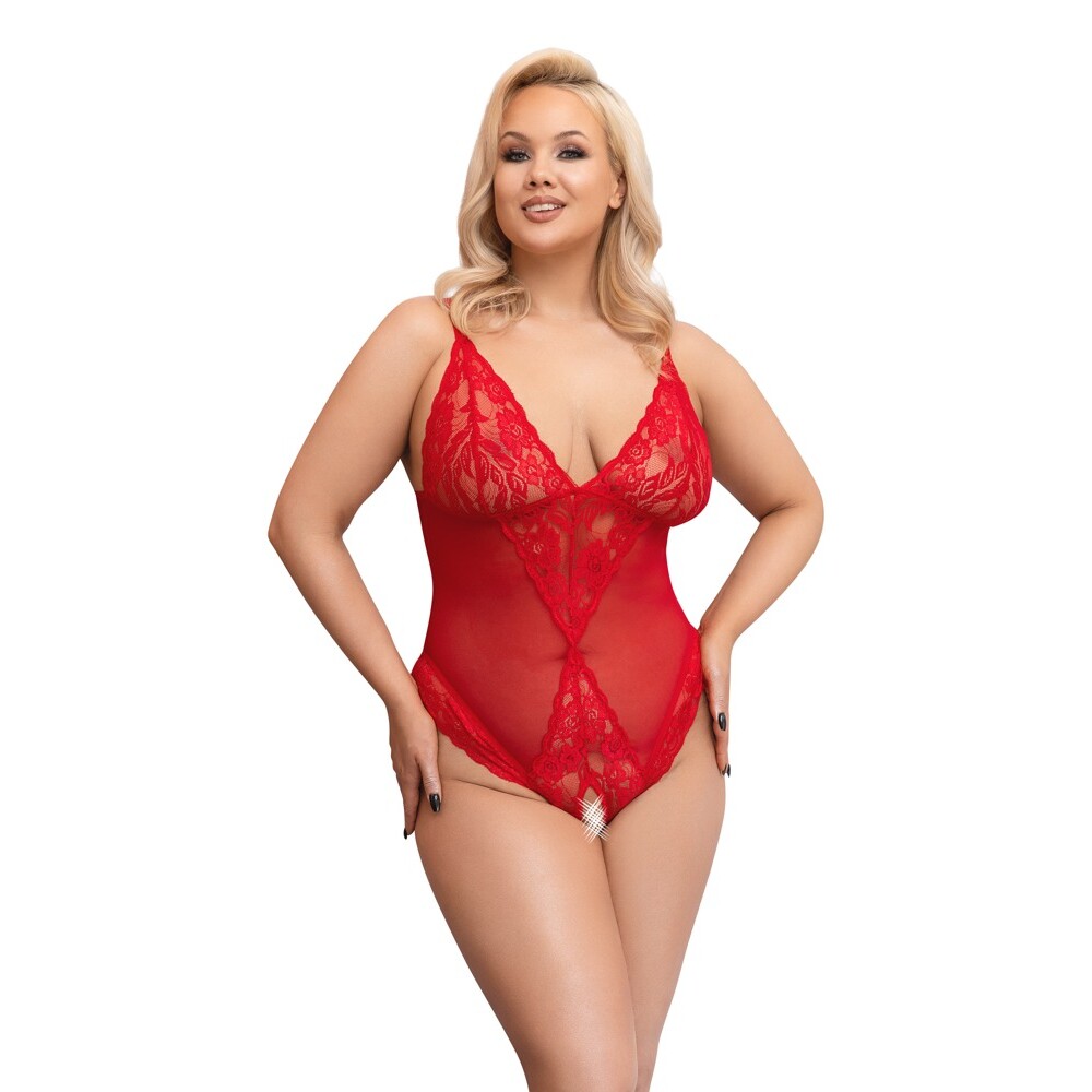 Cottelli Curves Crotchless Body Red image 1