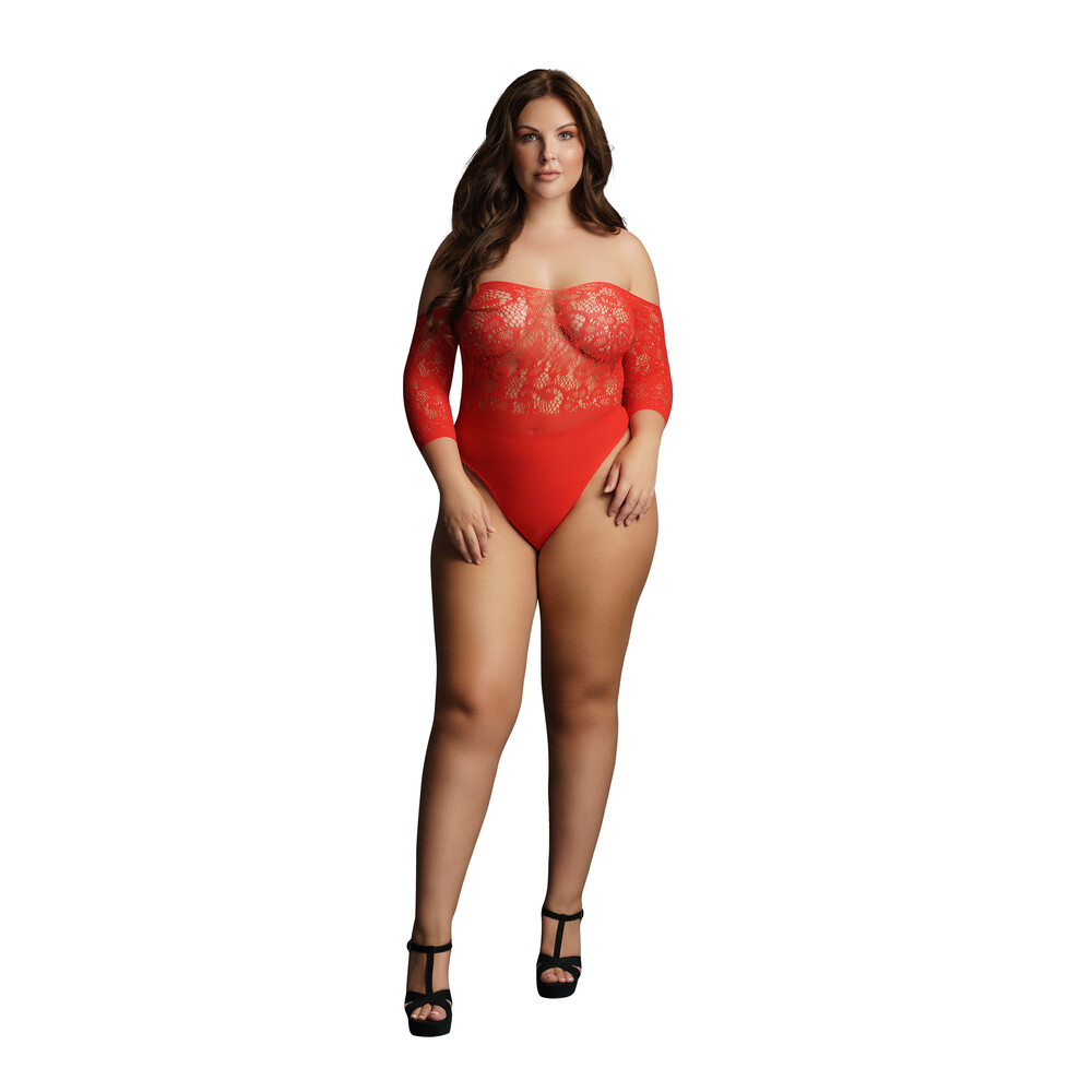 Le Desir Crotchless Rhinestone Teddy Red UK 14 to 20 image 1