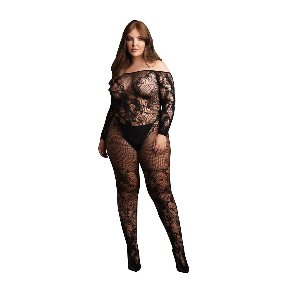 Le Desir Bodystocking With Off Shoulder Long Sleeves image 1