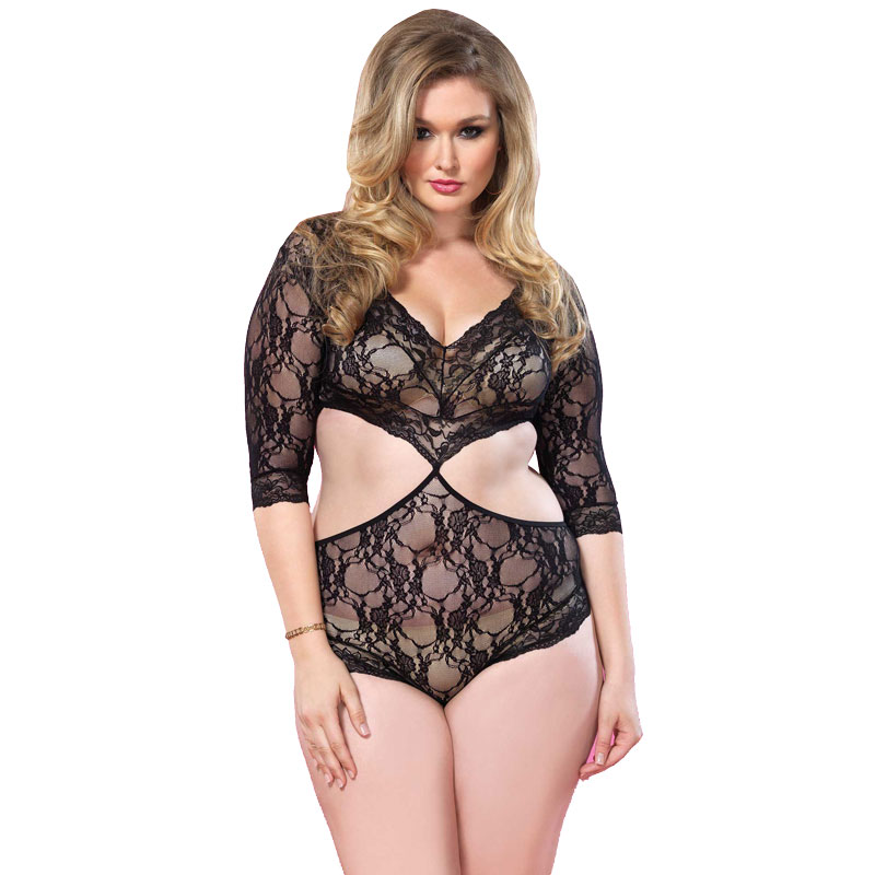 Leg Avenue Cut Out Floral Lace Teddy UK 14 to 18 image 1