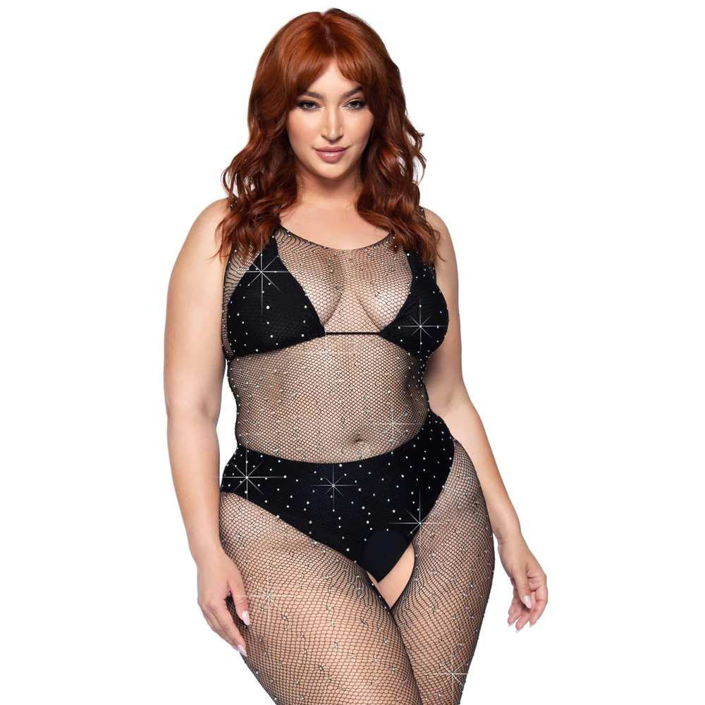 Leg Avenue Crystalized Net Bodystocking Plus Size UK 14 to 18 image 3