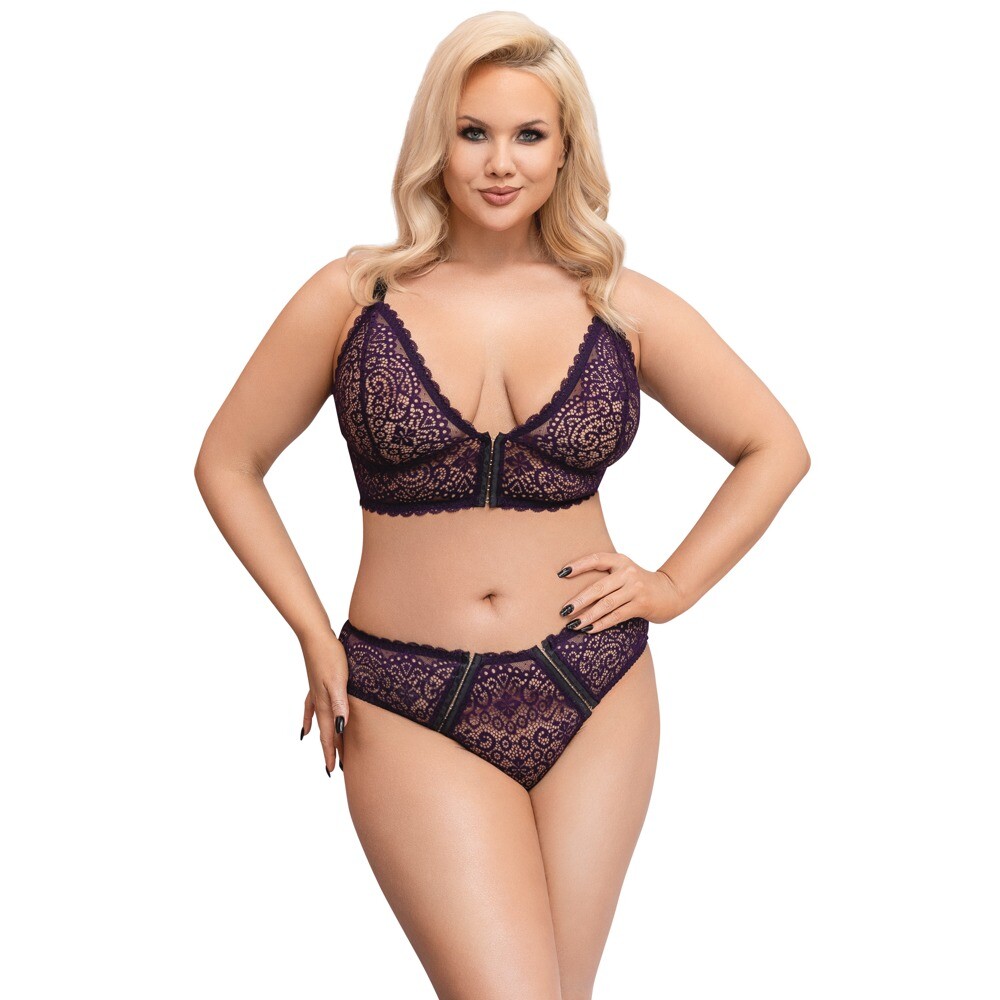 Cottelli Curves Delicate Lace Bralette And Briefs image 1