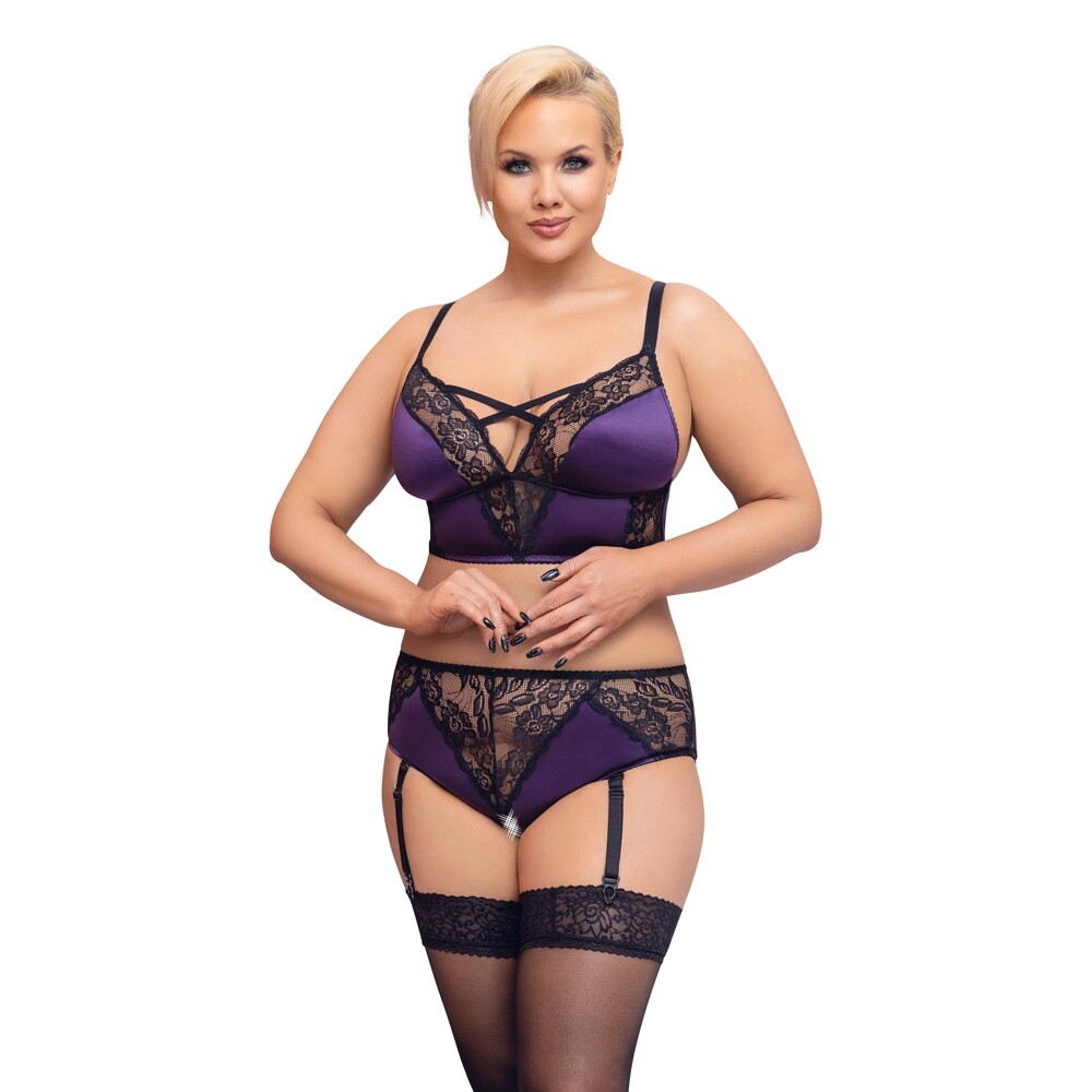 Cottelli Curves Bralette Suspender Set image 1