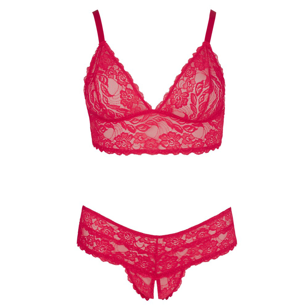 Cottelli Plus Size Red Lace Bra And Briefs image 4