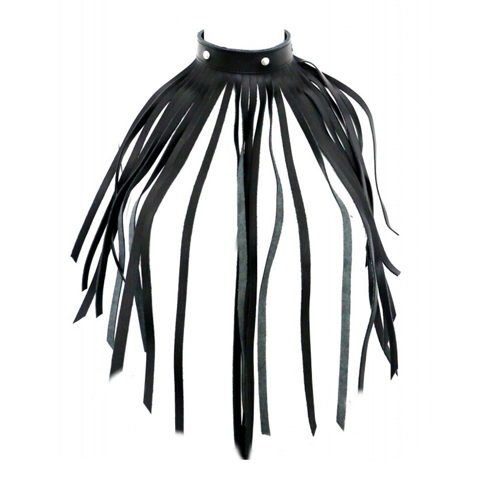 The Red Leather Fringe Necklace Collar image 1