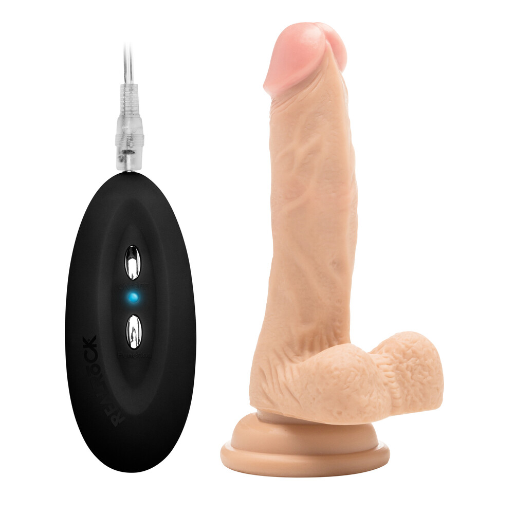 RealRock 7 Inch Vibrating Realistic Cock With Scrotum image 1