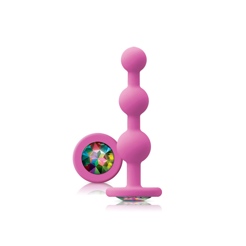 Glams Pink Ripple Anal Plug Rainbow Gem image 1