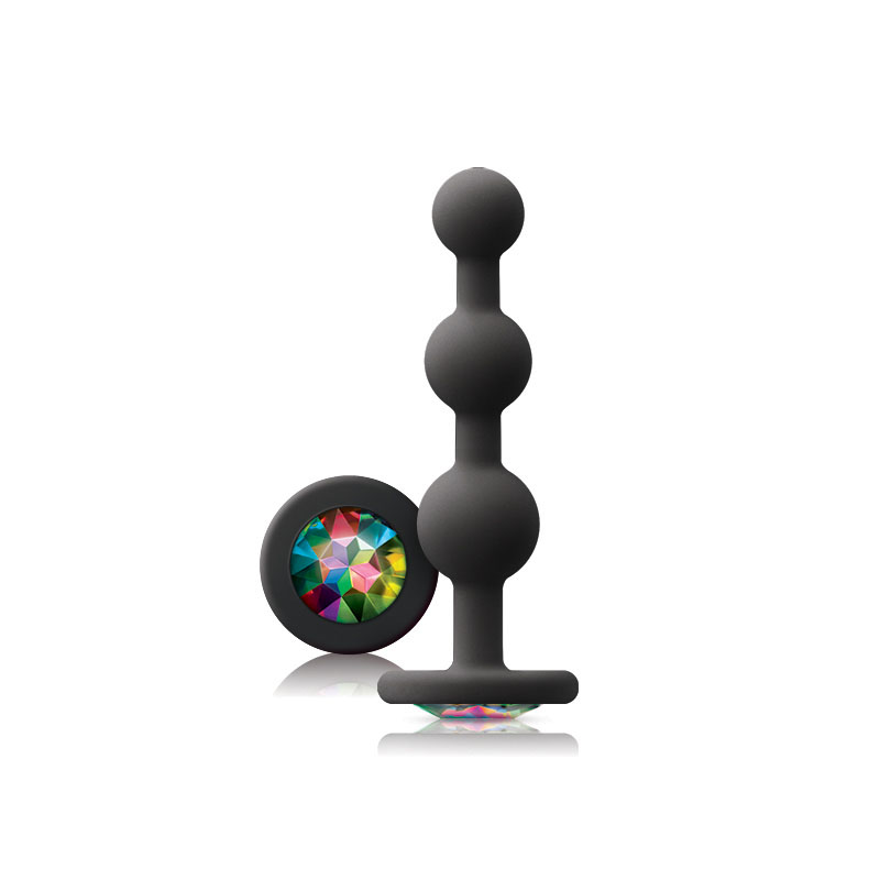 Glams Black Ripple Anal Plug Rainbow Gem image 1