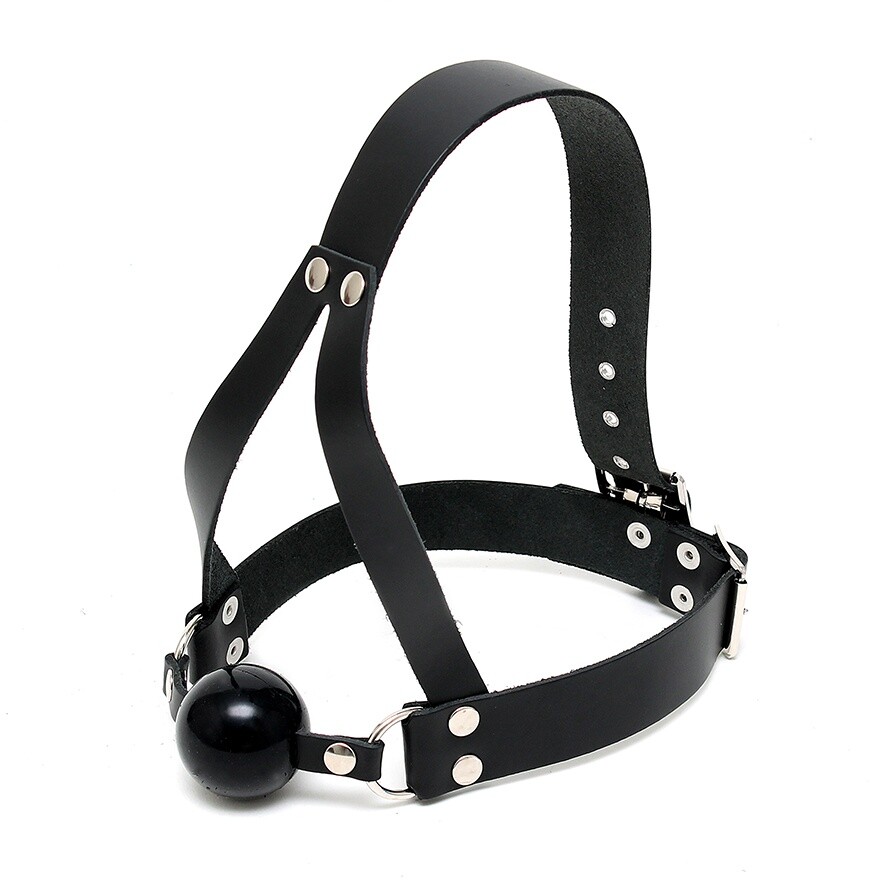 Leather Ball Gag And Head Harness image 1