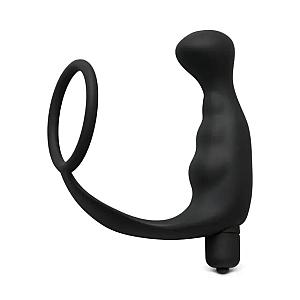 Black Silicone Anal Plug Vibrator with Cock Ring