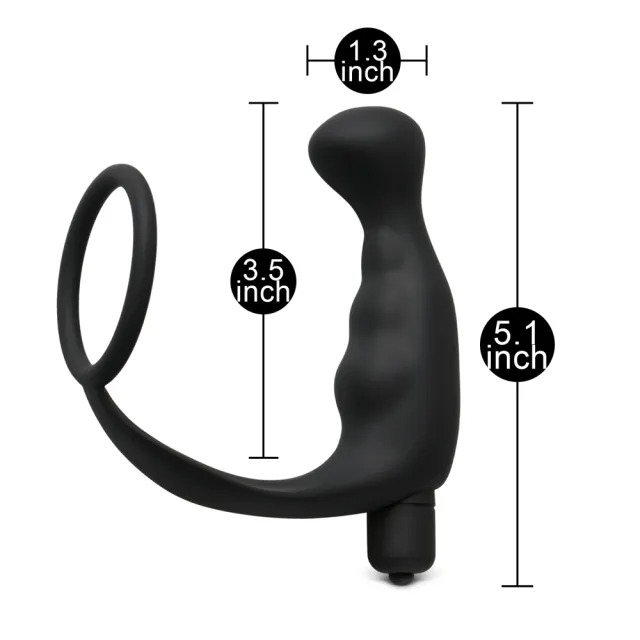 Black Silicone Anal Plug Vibrator with Cock Ring image 4