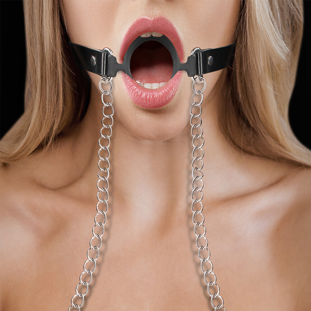 Ouch O Ring Gag With Nipple Clamps image 3