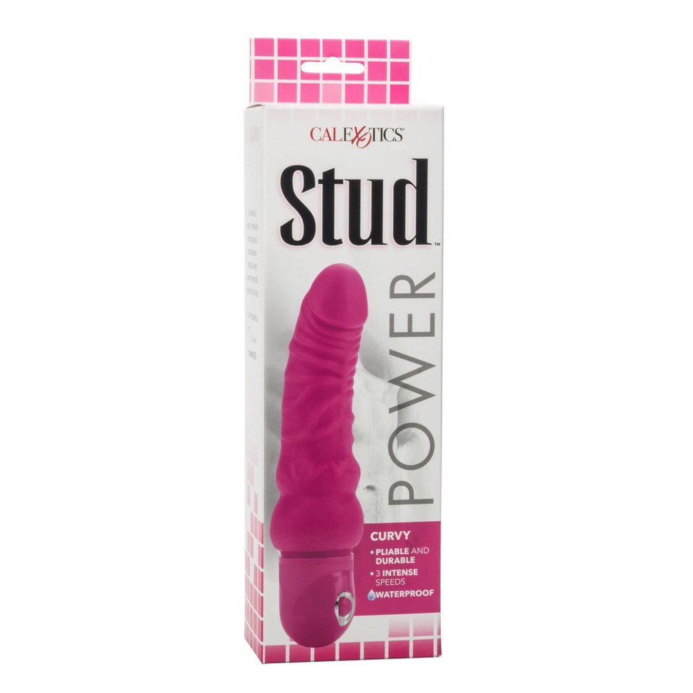 Power Stud Curvy Vibrator Waterproof Pink 6.75 Inch image 4