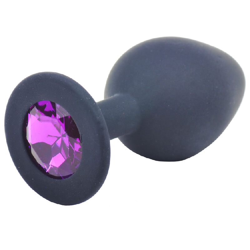 Medium Black Jewelled Silicone Butt Plug image 1