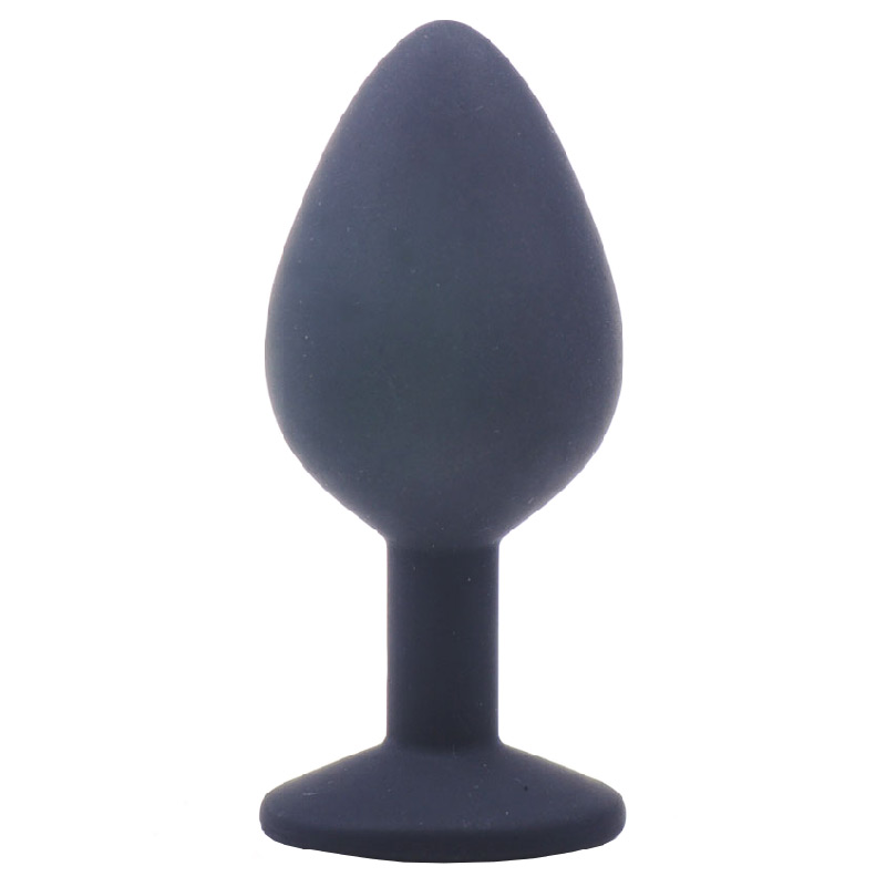 Medium Black Jewelled Silicone Butt Plug image 2