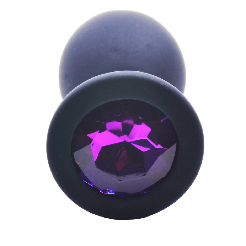 Medium Black Jewelled Silicone Butt Plug image 3