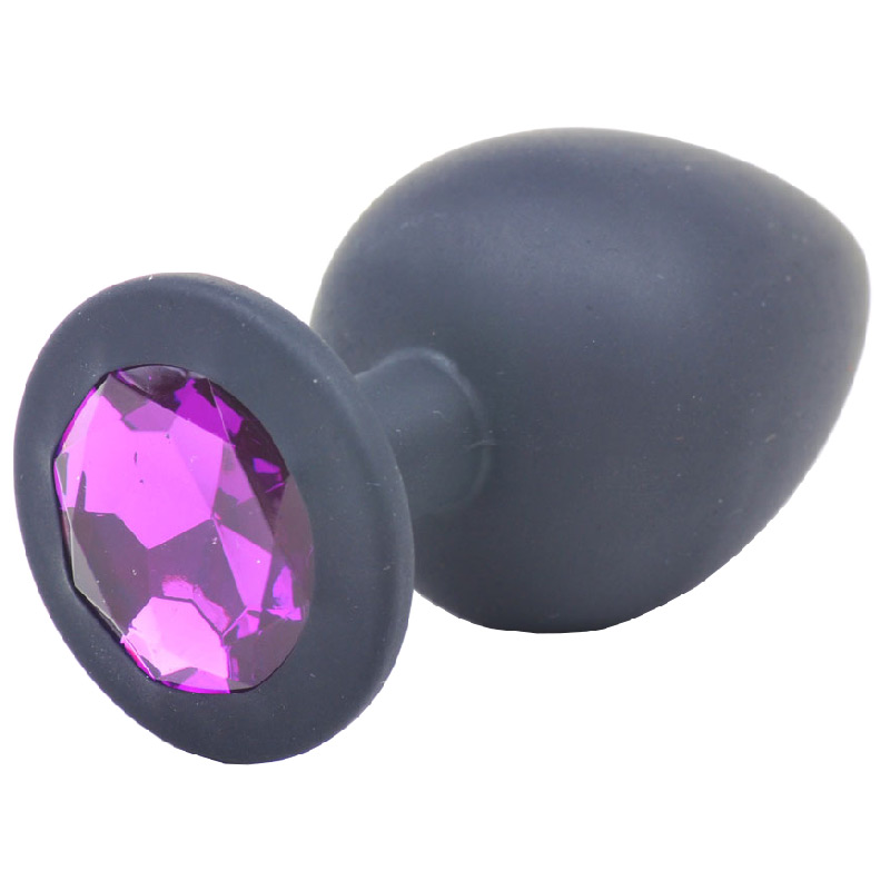 Large Black Jewelled Silicone Butt Plug image 1