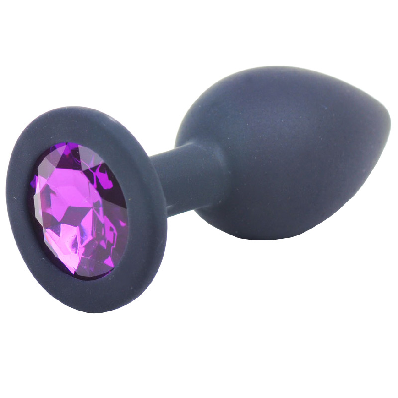 Small Black Jewelled Silicone Butt Plug image 1