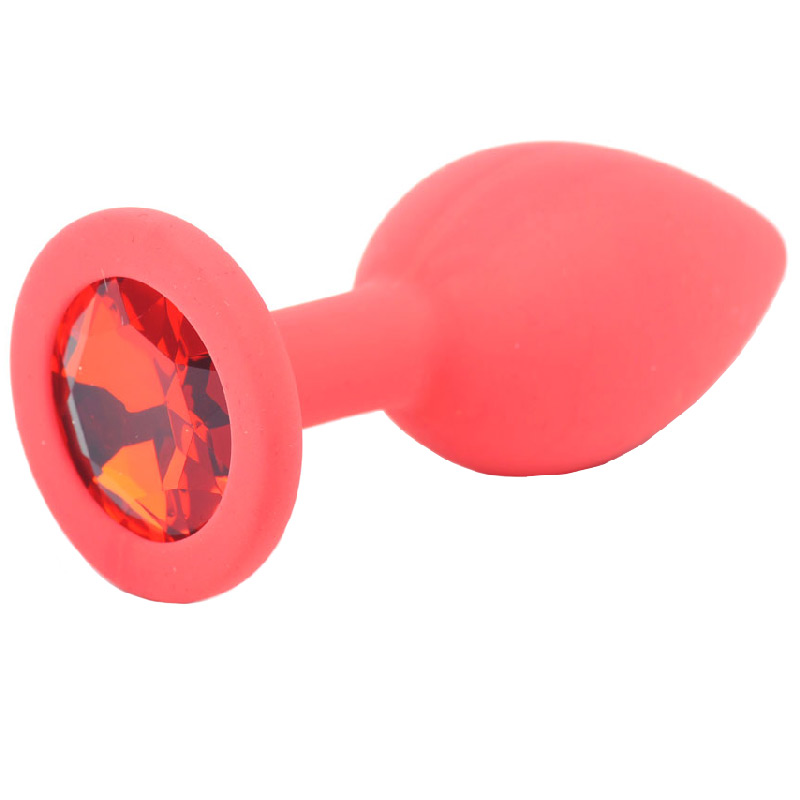 Small Red Jewelled Silicone Butt Plug image 1