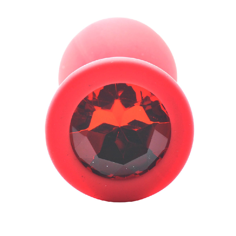 Small Red Jewelled Silicone Butt Plug image 3