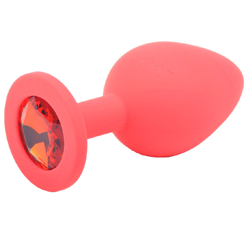 Medium Red Jewelled Silicone Butt Plug image 1