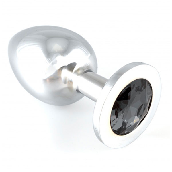 Heavy Metal Butt Plug With Black Crystal image 1