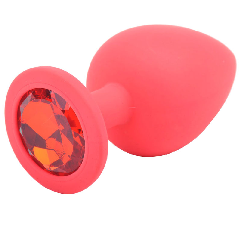 Large Red Jewelled Silicone Butt Plug image 1