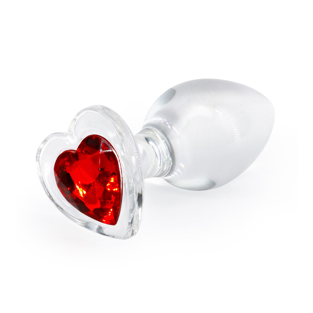 Crystal Desires Glass Heart Medium Butt Plug image 1