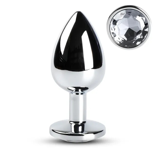 Large Metal Anal Plug With Clear Crystal image 1