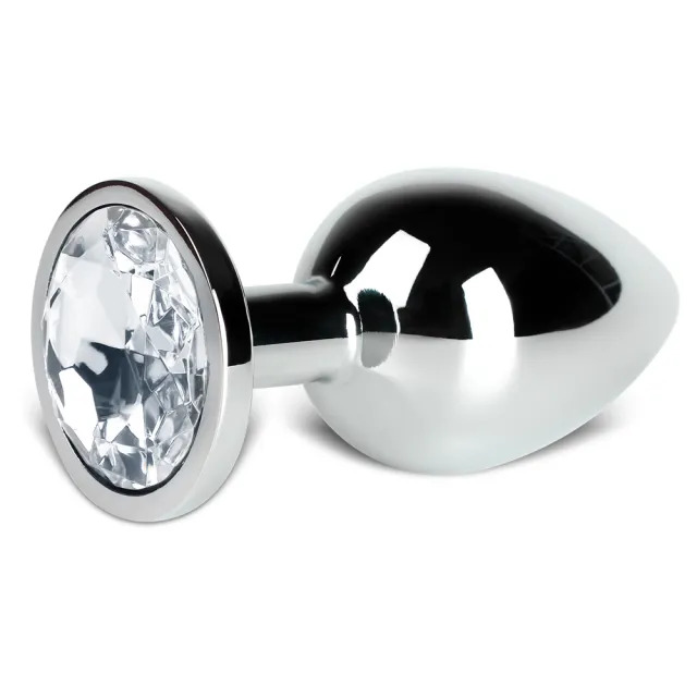 Large Metal Anal Plug With Clear Crystal image 2