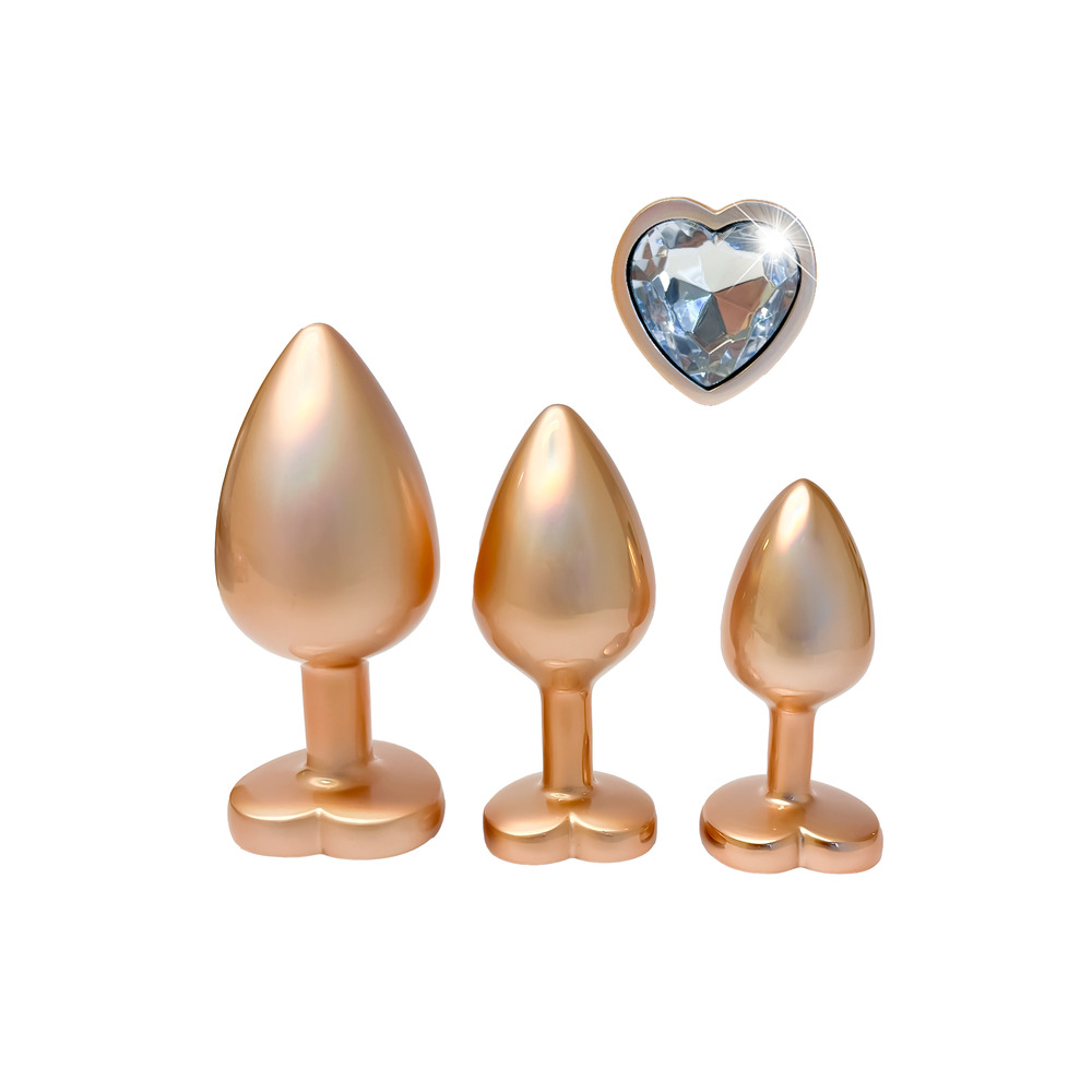 Gleaming Love Pearl Gold Butt Plug Set image 2