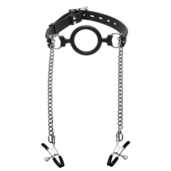 Mutiny Silicone O Ring Gag Plus Nipple Clamps image 2