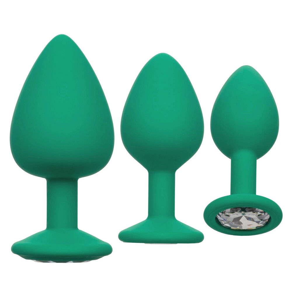 Cheeky Gems Butt Plugs 3 Piece Set Green image 1