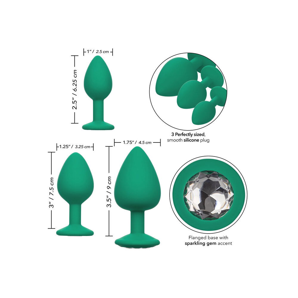 Cheeky Gems Butt Plugs 3 Piece Set Green image 3