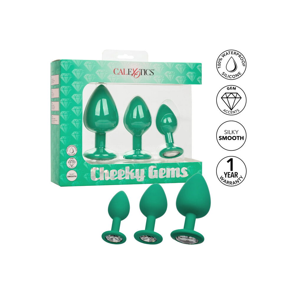 Cheeky Gems Butt Plugs 3 Piece Set Green image 4