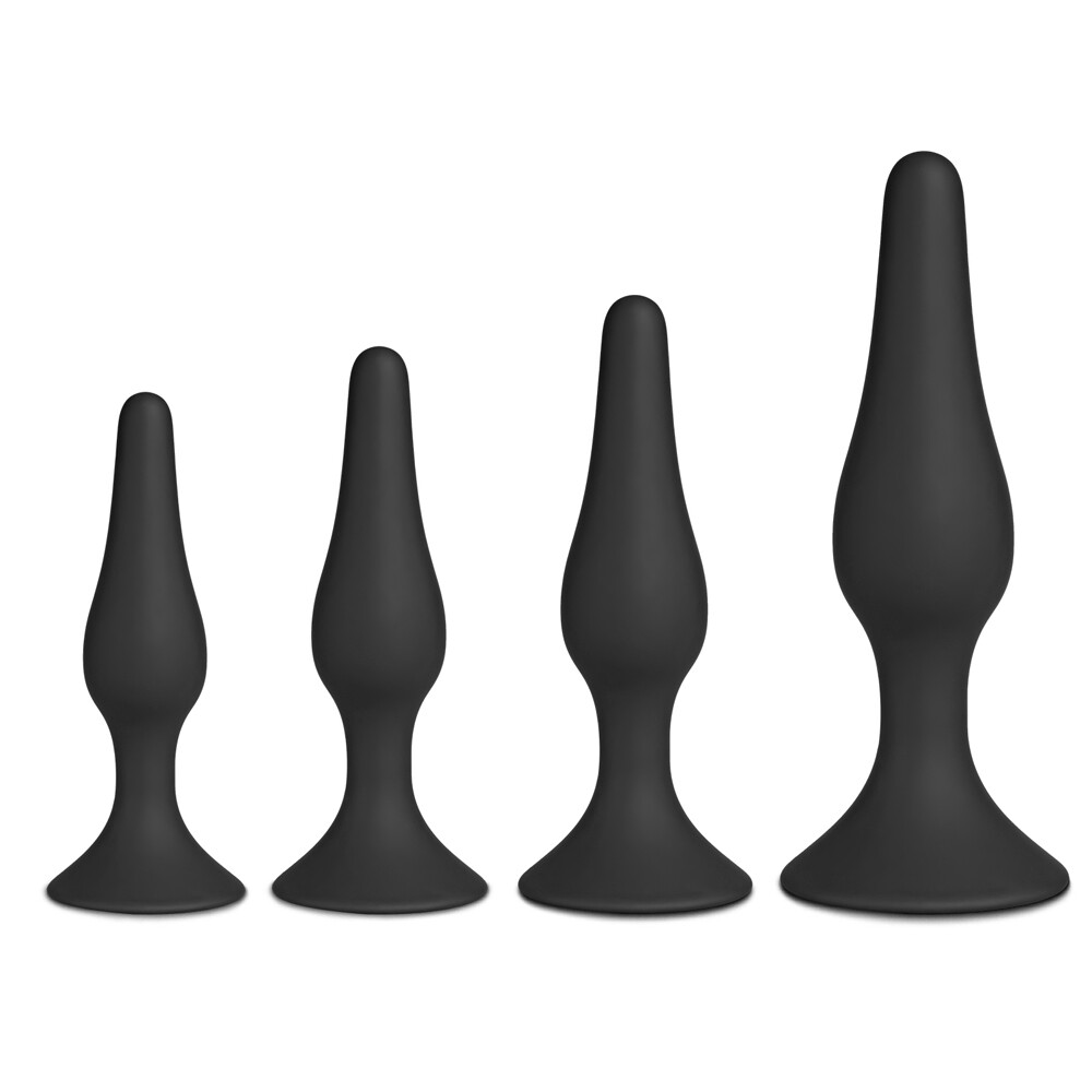 Set of Four Silicone Butt Plugs Black image 1